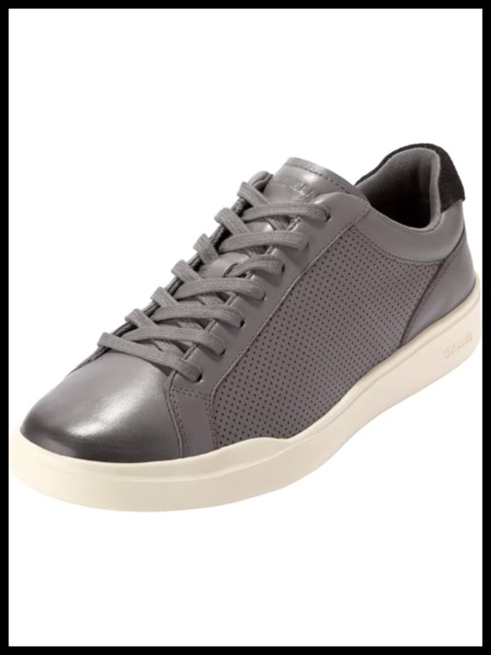 Men's Leather Perforated Lace-Up Fashion Sneakers Casual Athletic Low Top